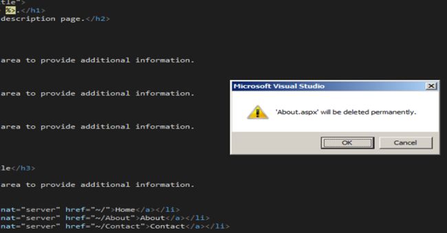 Delete all the default Aspx templates